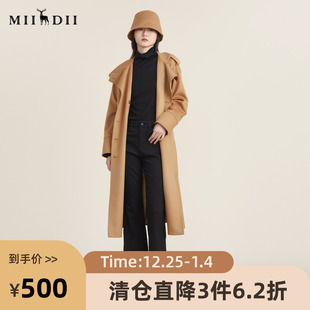 双排扣中长款 谜底2022秋新款 毛呢大衣女223GD1025 高端系列