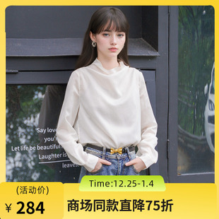 通勤风立领特色条纹衬衣257MC7872 女2025秋新款 谜底套头衬衫 长袖