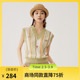 毛衫 谜底针织马甲女2024秋新品 文艺风彩条V领套头针织衫 243MZ1260