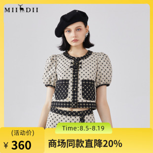 谜底新中式短款外套短袖女2024春季新款国风盘扣设计感241MW0170