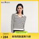 谜底翻领套头针织衫 毛衣241MZ0351 学院风条纹修身 女2024春季 新款