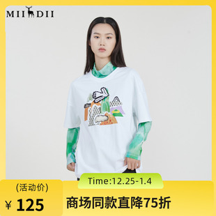 T恤女231MT0046 主题图案印花绣花休闲圆领短袖 谜底2023春季 新款