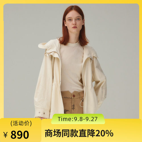防风柔滑，工装廓形，可调节收腰，插肩连帽