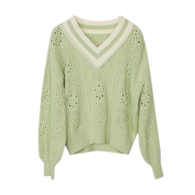 谜底V领套头针织衫女202
