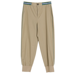 谜底九分休闲裤女2023春季新款简约时尚拼接束脚萝卜裤231MK0094