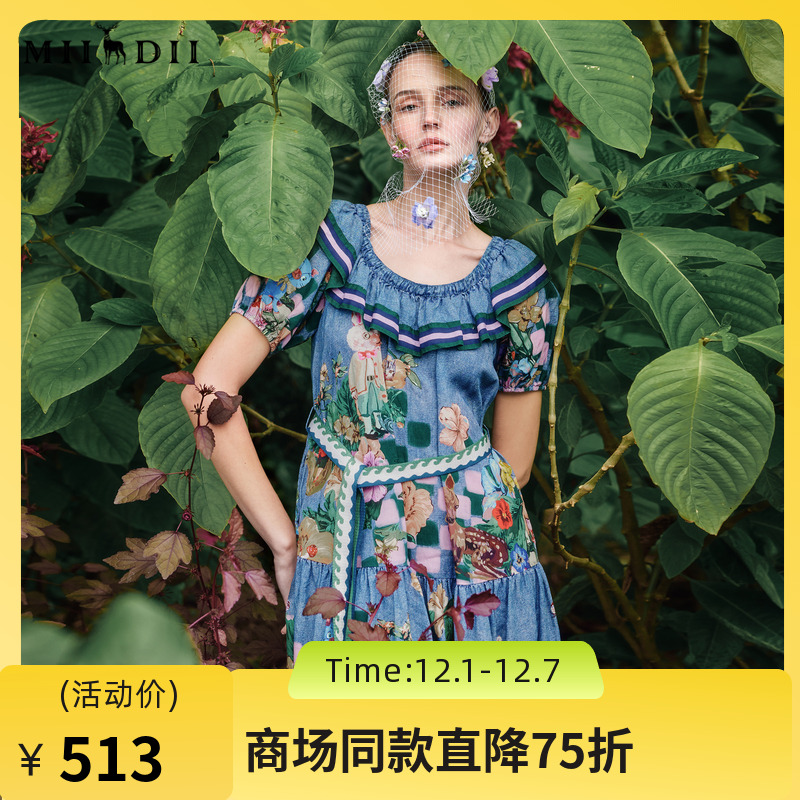 复古田园风连衣裙，面料柔软舒适