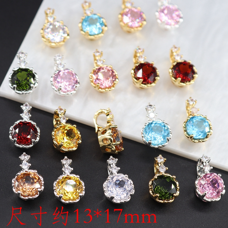 铜镀金高保色锆石玫瑰切吊坠