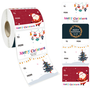 饰贴纸标签手写祝福礼品包装 from圣诞节日装 贴 卷亚马逊To 500贴