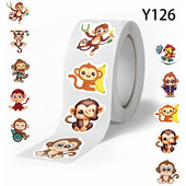 500贴 卷卡通Monkey猴子异形贴纸幼儿园教学奖励表扬学习益智装 饰