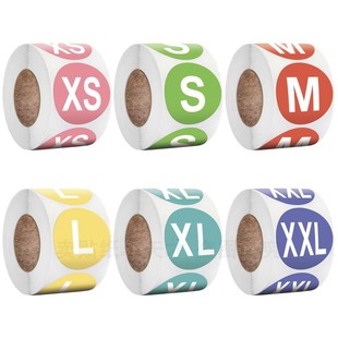 500张/卷包邮彩色服装 S M L XL大小衣服帽子尺码贴纸不干胶标签