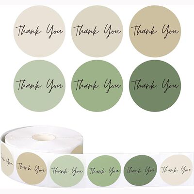 莫兰迪绿thank you 圆贴私房蛋糕点心盒封口感谢语简约不干胶标签