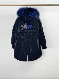 蝙蝠袖派克服女短款2024新款獭兔毛内胆可拆卸宽松毛领皮草外套冬