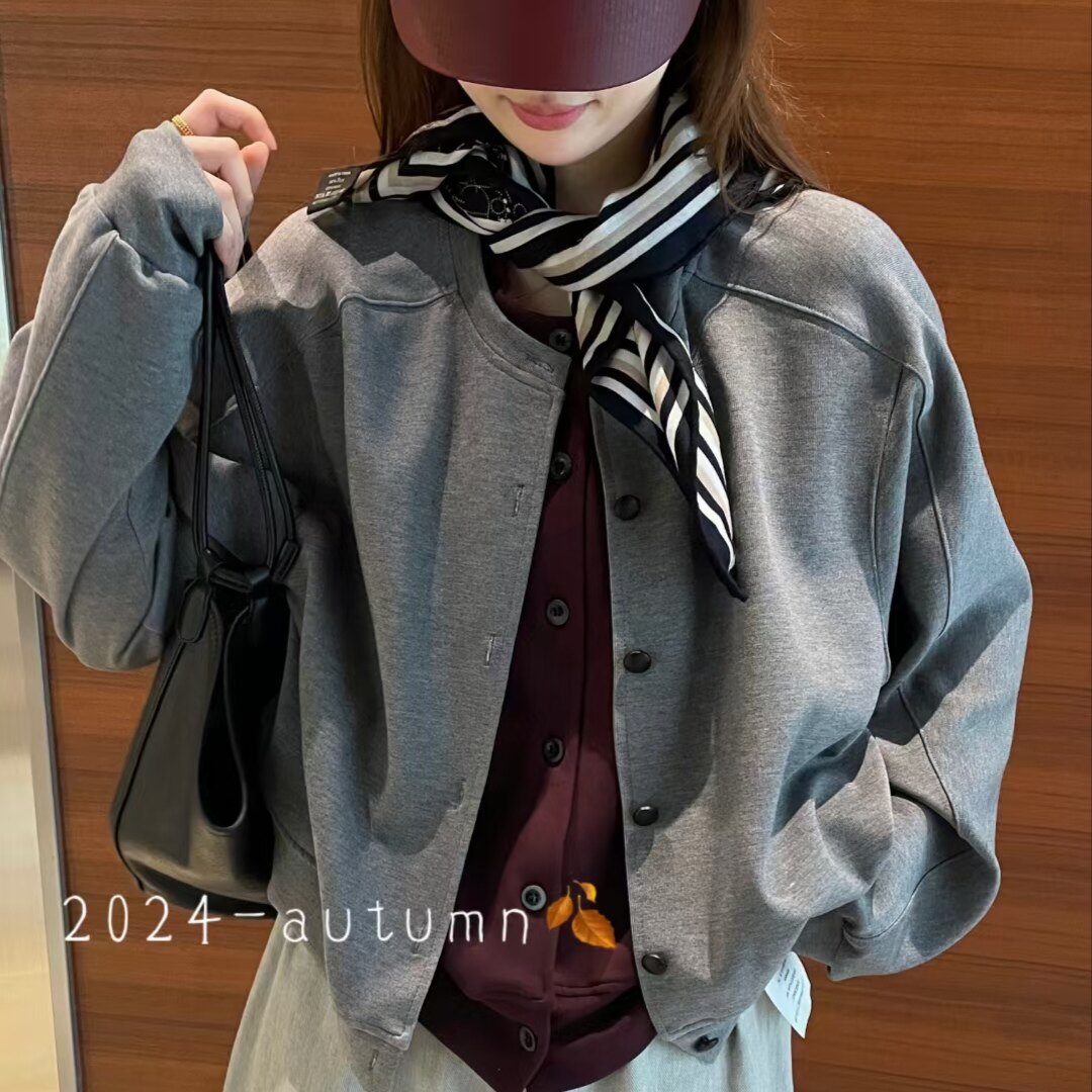 欧洲站2025春秋时尚假两件开衫棒球服外套女休闲撞色修身百搭上衣