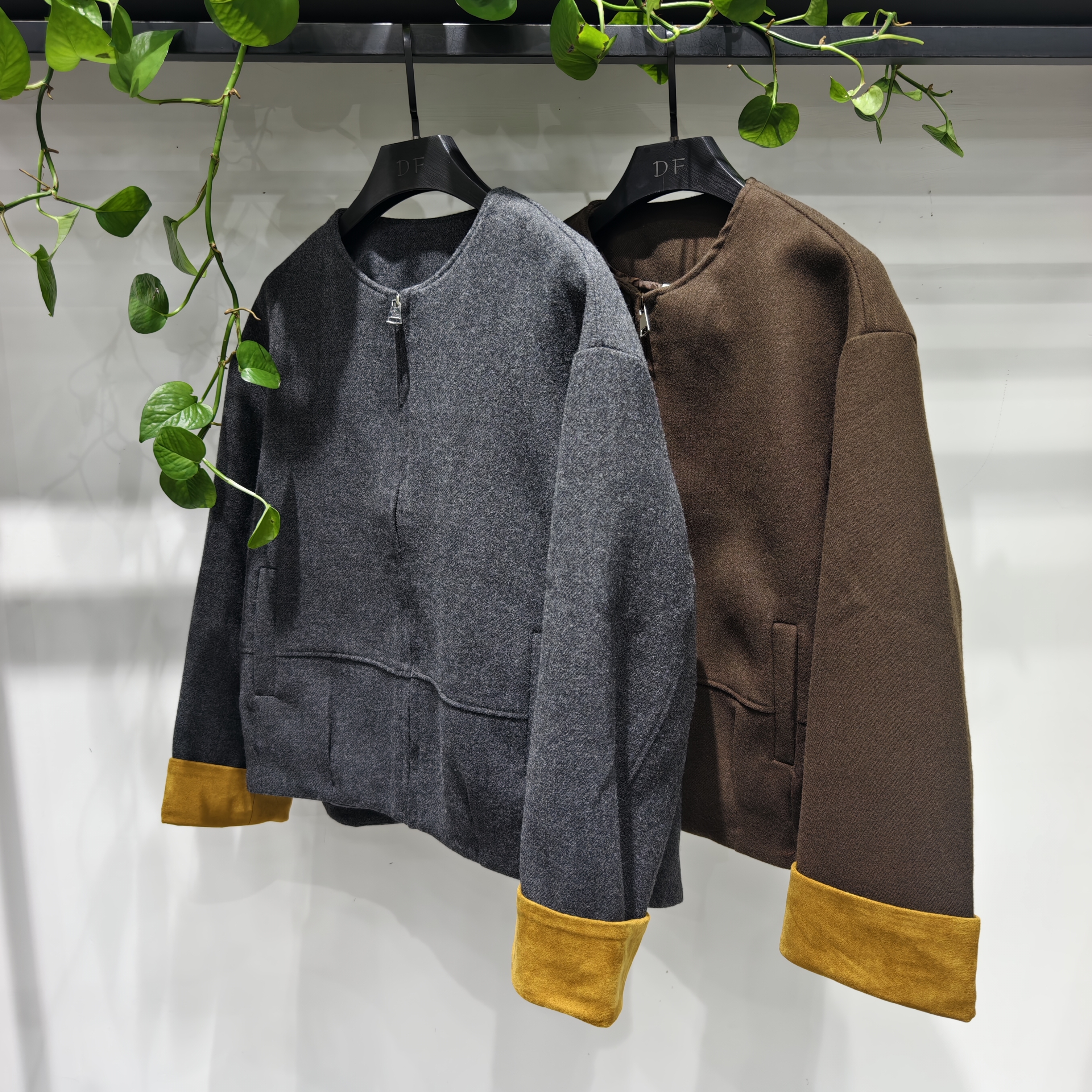 韩版圆领短外套女宽松百搭