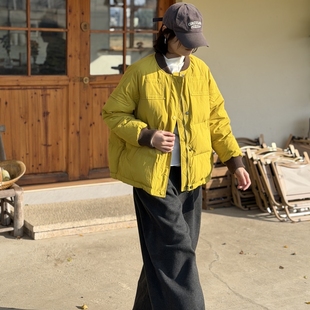 亮色棒球羽绒服女冬季2025新款短款面包服韩系宽松90白鸭绒厚外套