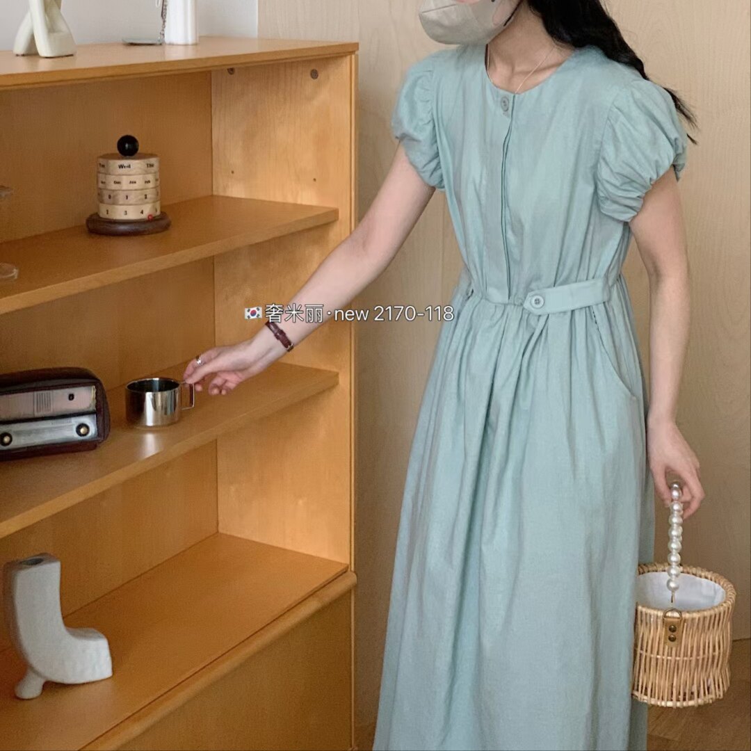 夏季收腰显瘦连衣裙女棉甜美