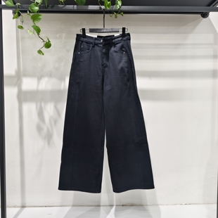 欧货牛仔裤2025冬季新款加长加绒加厚宽松版牛仔裤阔腿裤女