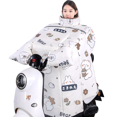 冬季电动车挡风被加绒加厚护腰