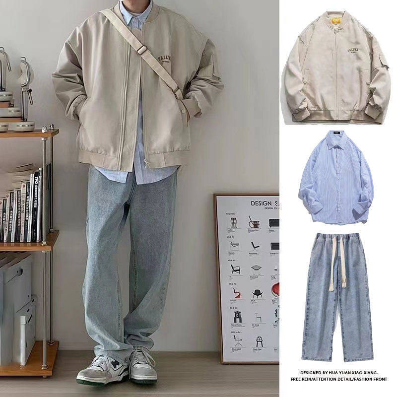 2025新款潮牌棒球服外套男生时尚套装