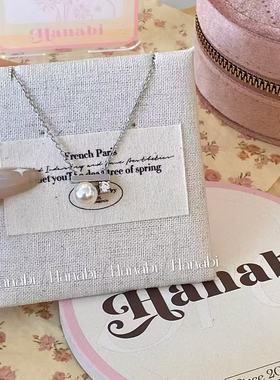 ＜花火商店＞至上系列 - mini平衡木人造珍珠锆石925银项链