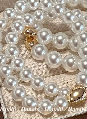 ＜花火商店＞追光日记 - 经典百搭冷光澳白色人造珍珠弹力绳手链