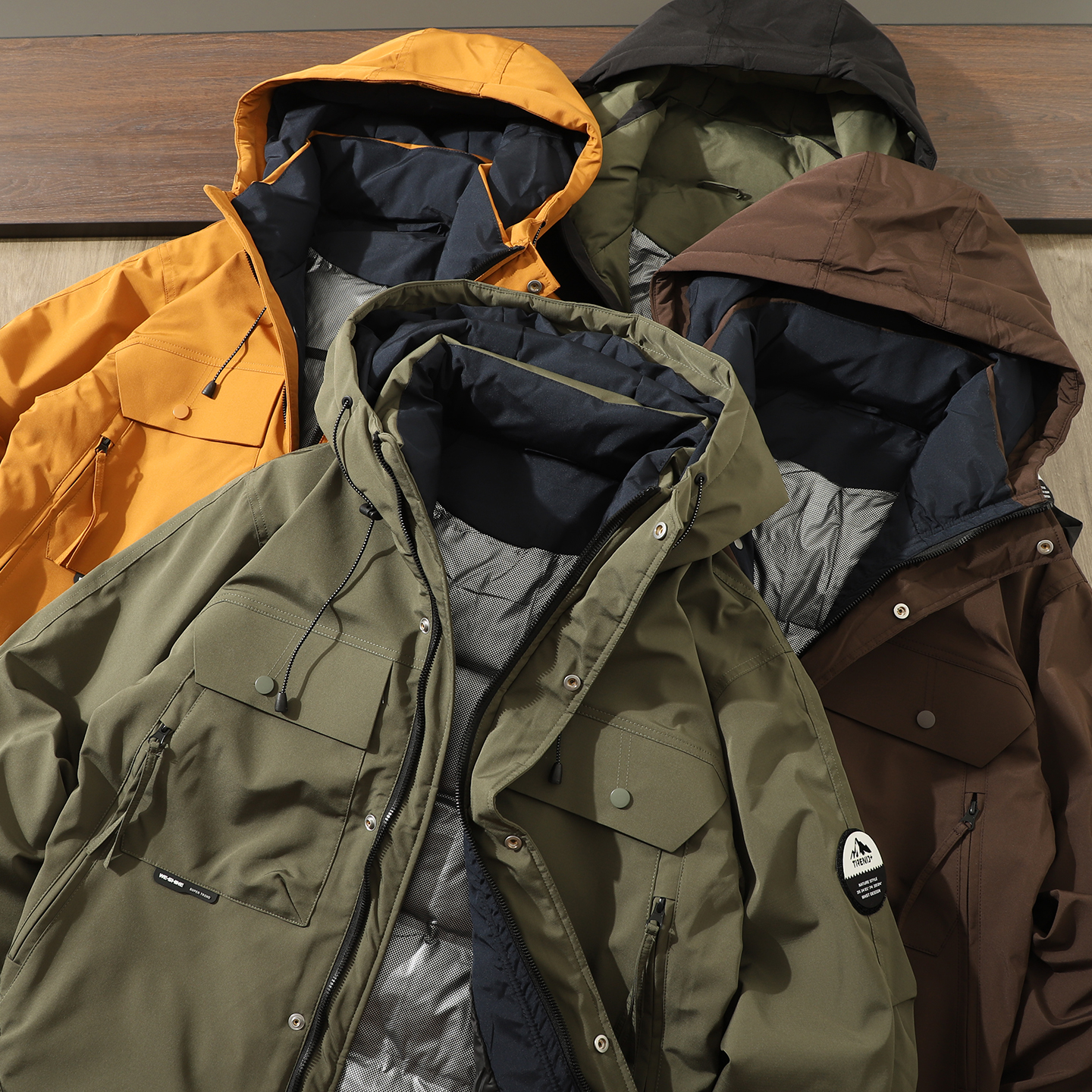 户外防风多口袋工装连帽羽绒服潮