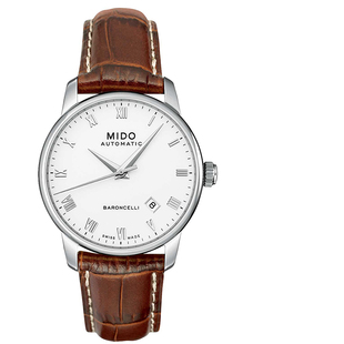 MIDO美度正品手表贝伦赛丽简约低调日历皮带机械男表M8600.4.26.8