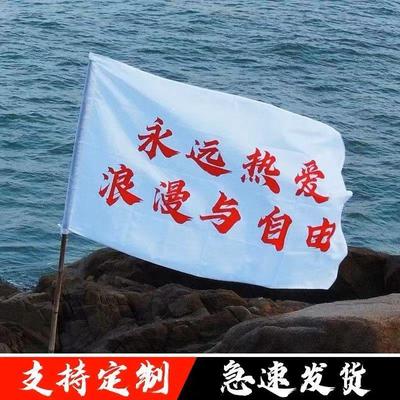 网红永远热爱浪漫与自由手拿旗子旗子定制西藏登山是真爱和自由