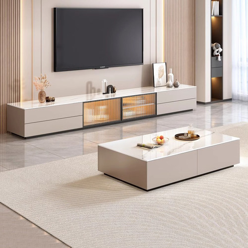 岩板电视柜客厅茶几组合