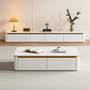 岩板电视柜茶几组合客厅家用储物柜奶油风新款 落地实木电视机柜子