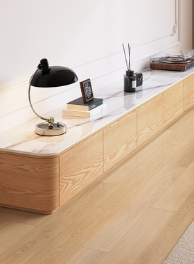 电视实木柜茶几组合客厅家用2025年新款落地储物柜岩板电视机柜子