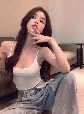 白色无袖吊带小背心女夏季甜辣妹纯欲紧身内搭上衣性感打底衫外穿