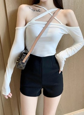 黑色短裤女春款2025西装外穿紧身性感打底显瘦春夏季高腰辣妹热裤