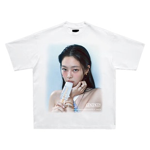 DPS「Jennie kim」金珍妮美式街头短袖T恤重磅宽松复古高街小领口