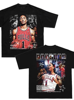 DPS「Derrick Rose」德里克罗斯美式复古篮球T恤短袖小领口重磅