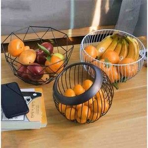 铁艺水果篮沥水时尚客厅茶几果盘家用创意零食盆收纳篮欧式水果q4