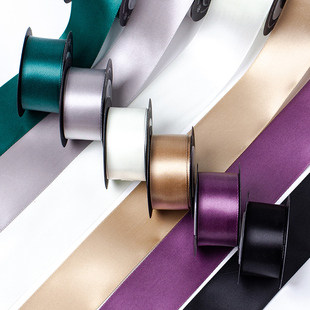 带绸带缎带蝴蝶结丝带织带黑色diy 4cm材料包装 纯色手工礼物礼品蛋糕烘焙婚礼花艺0.7cm 2.5cm