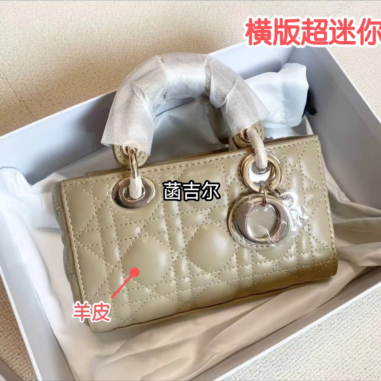 菡吉尔横版戴妃包D-joy超迷你羊皮链条菱格斜挎单肩小方包