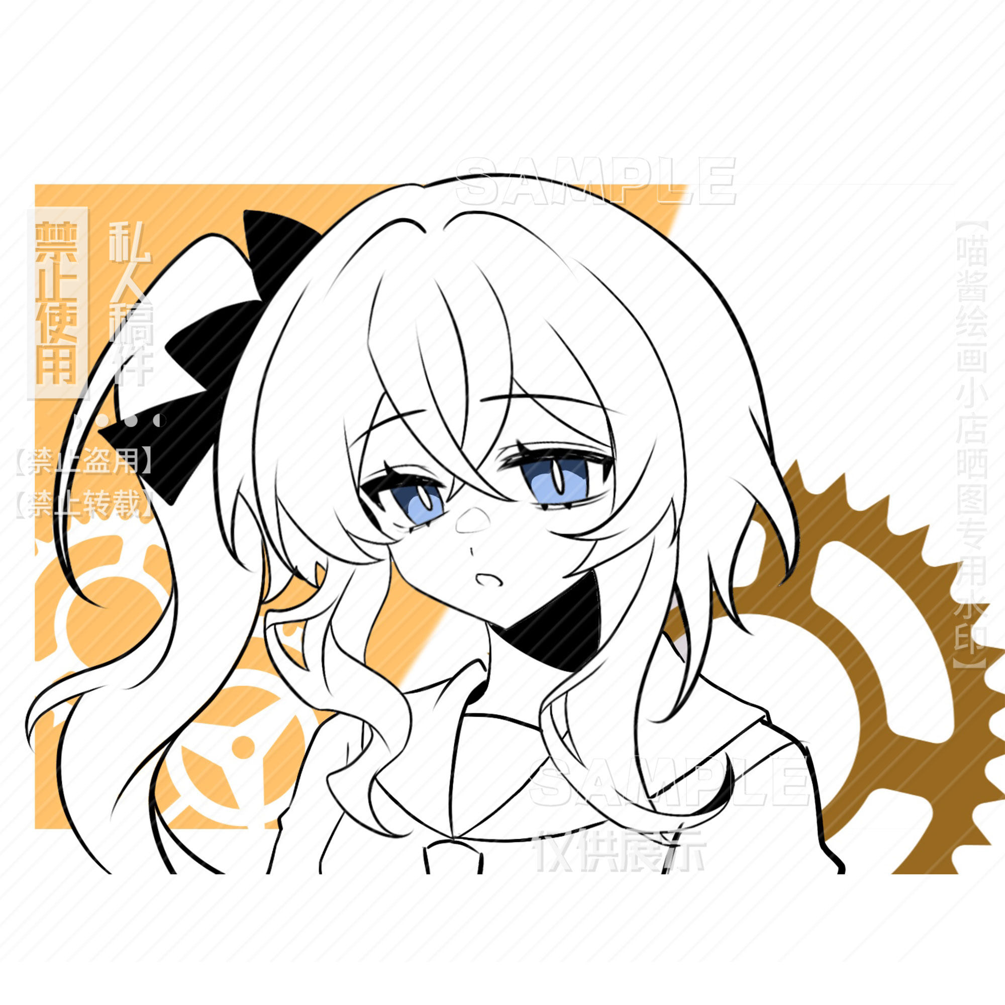 白菜头像约稿动漫立绘黑白线稿漫画定制日系可爱oc