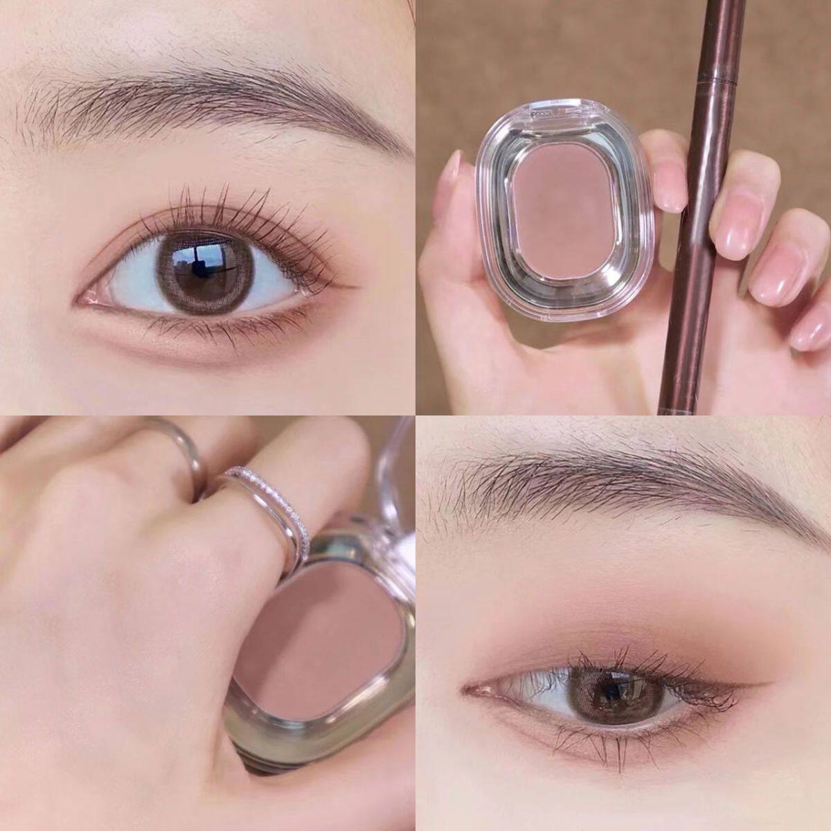 正品削肿伪素颜~单色眼影自然防汗水细闪大地色高光膏学生粉棕高