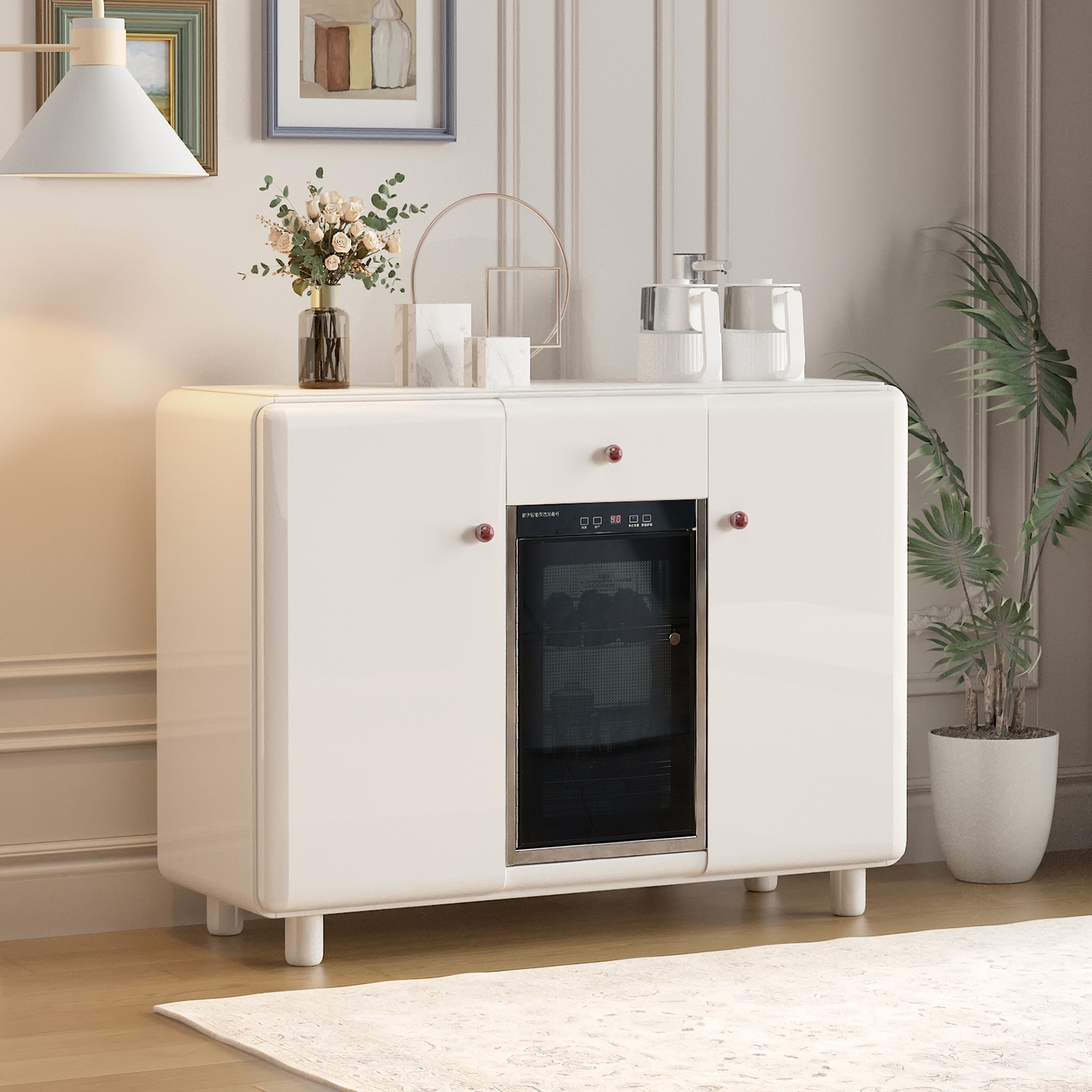 高端智能茶吧机餐边柜子带消毒养