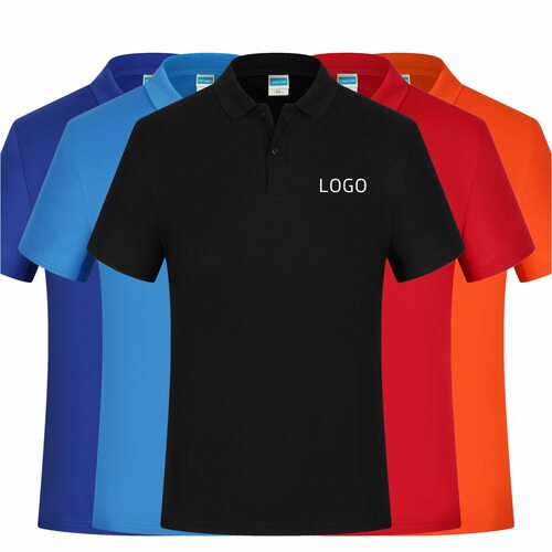 l夏季工男短袖t恤团体翻领棉广告文化衫光Poo衫作服定制印lo丝go