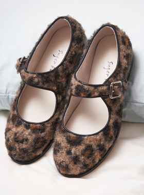 SugerFuFu设计 手工制作 琥珀花色毛料呢子大圆头玛丽珍