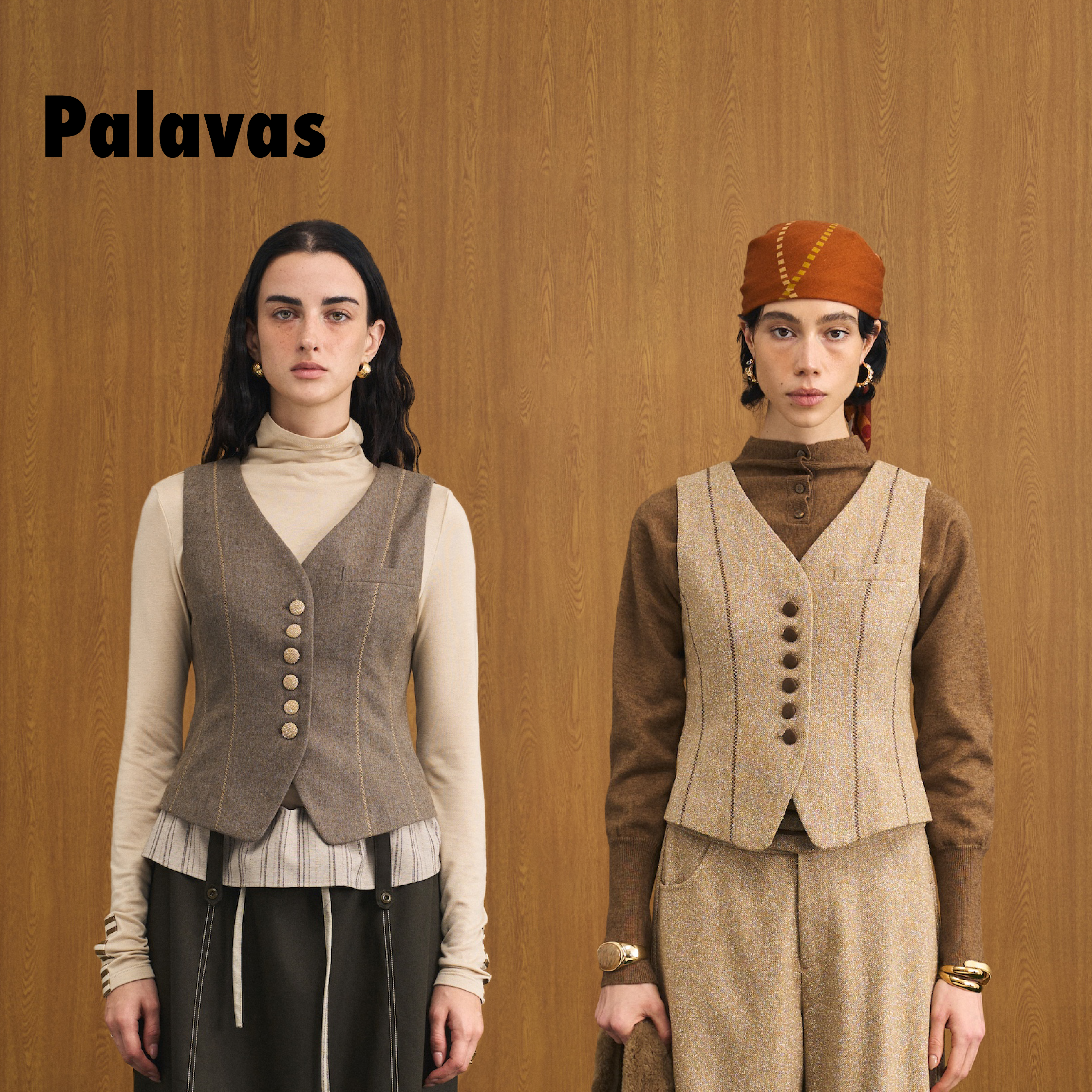 【新品】PALAVAS奥德赛旅人马甲格雷系马甲复古V领无袖背心女原创