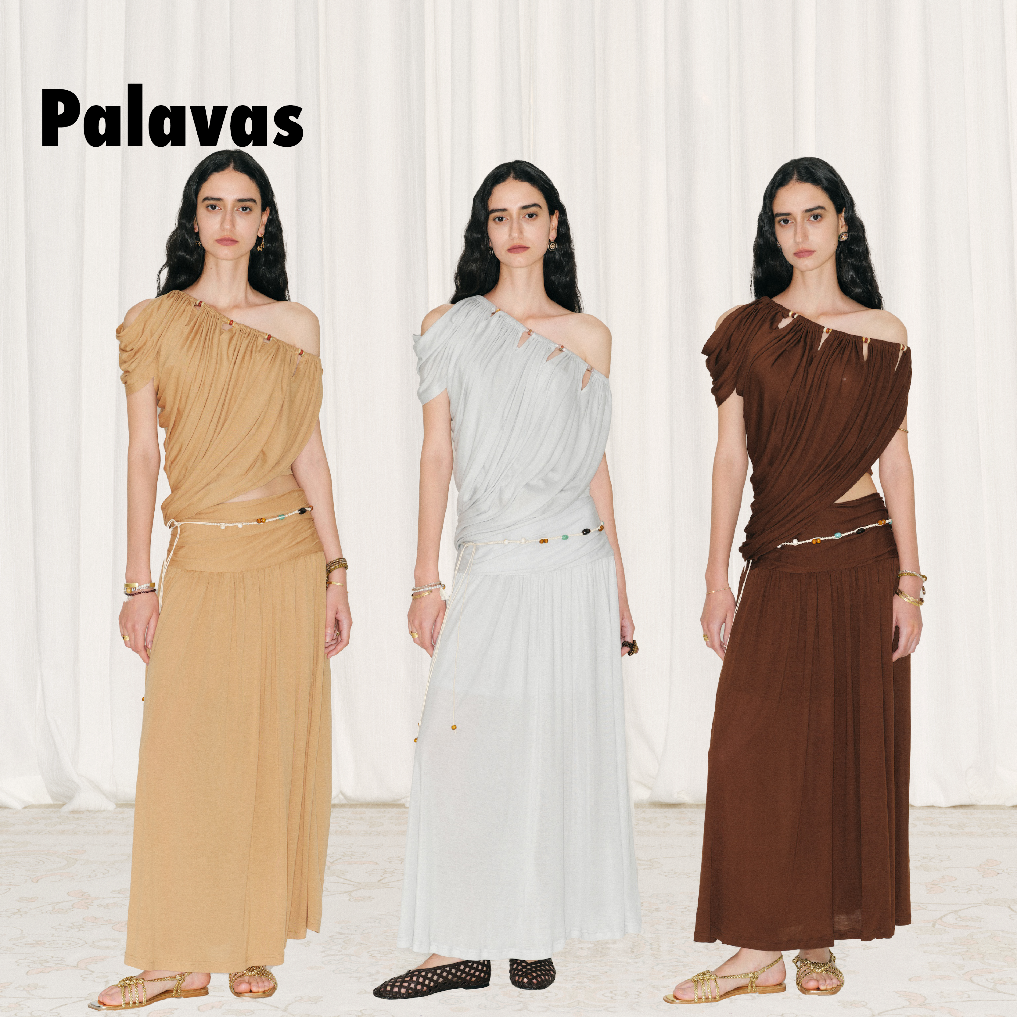 PALAVAS26春夏徐若晗钟楚曦同款斋普尔风语上衣斜肩套装女高级感