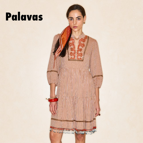 PALAVAS阿拉贡少女刺绣连衣裙