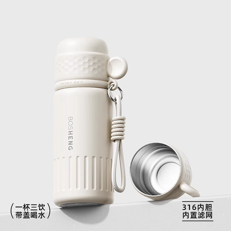 简约保温杯女生三饮水杯带盖可喝水办公室便携316不锈钢吸管杯子