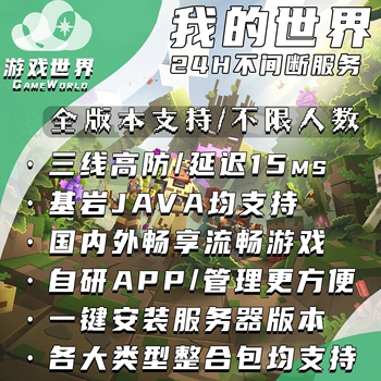我的世界服务器Minecraft服务器MC整合包开服租赁联机Java版基岩