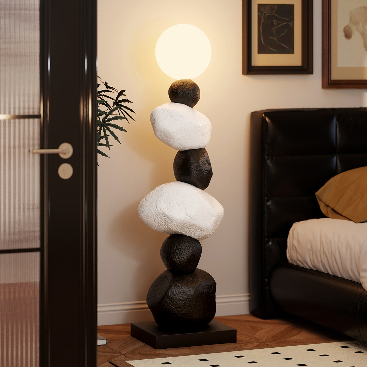 石头落地灯中古客厅沙发旁边高级感现代简约轻奢高级感卧室台灯具