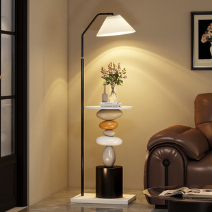 创意中古风复古现代简约圆形边几客厅沙发旁边几装饰落地灯小桌子